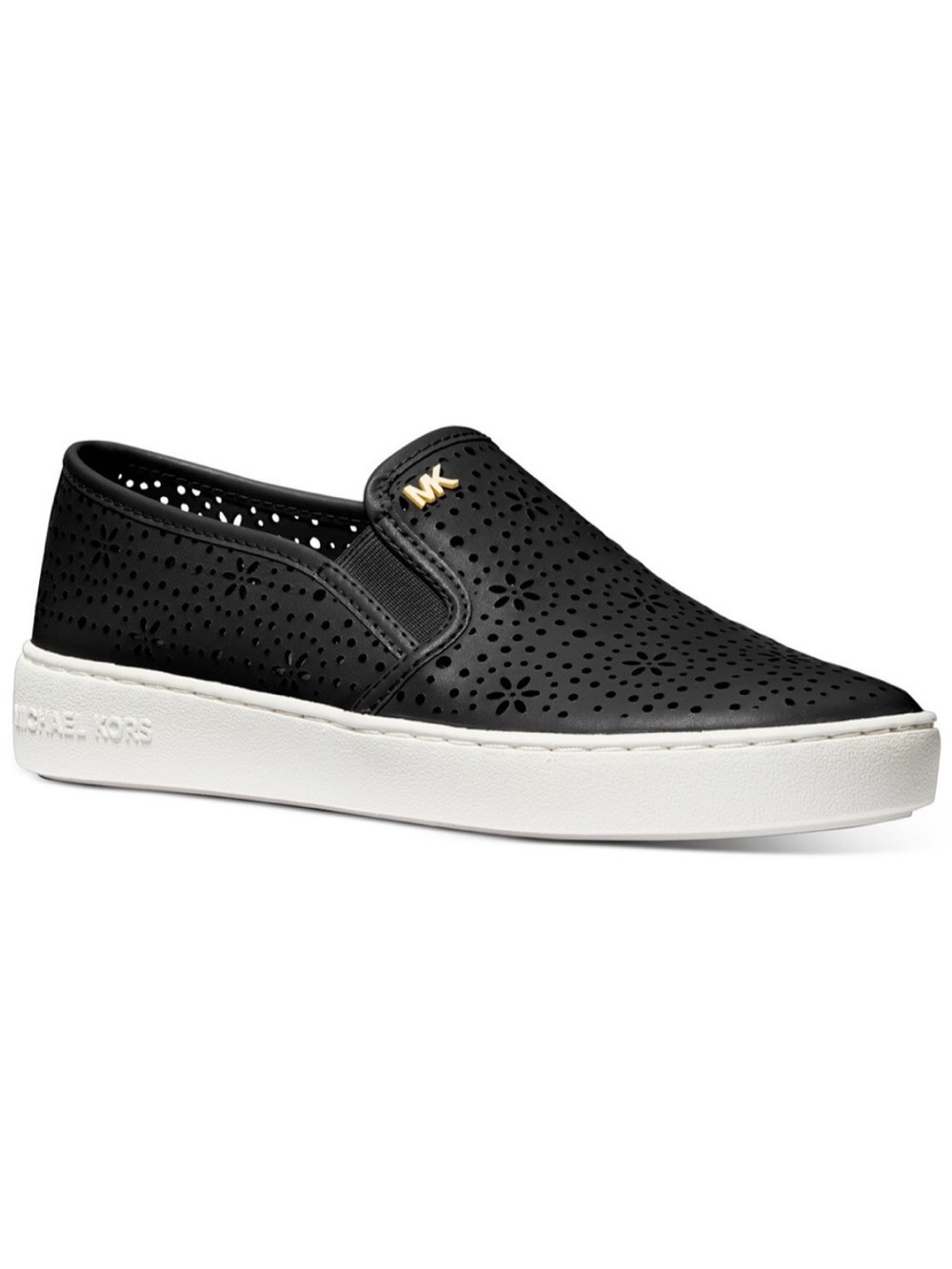 Michael Kors Kane Perforated Slip-on Leather Sneakers Black Size 6